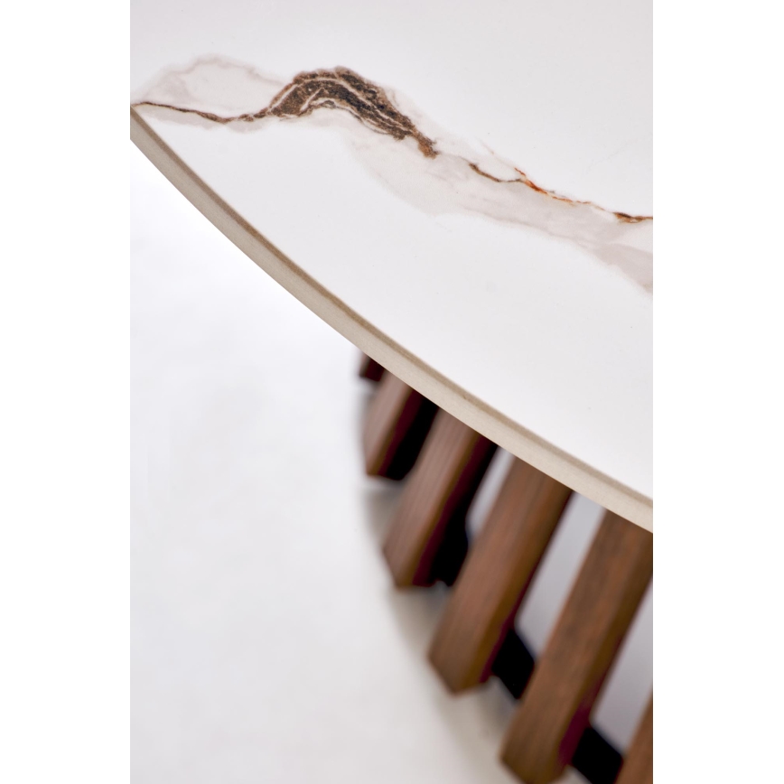 Tavolino da salotto CARINA Ø 80 cm marrone/bianco/decor effetto marmo