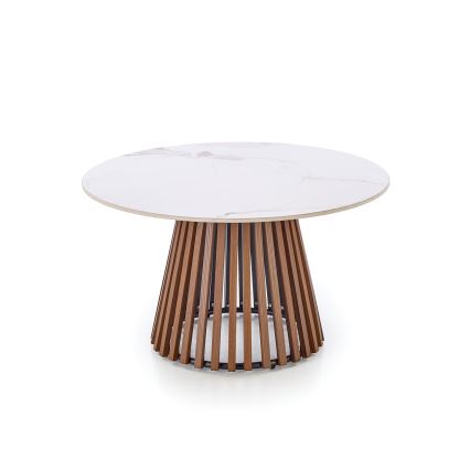 Tavolino da salotto CARINA Ø 80 cm marrone/bianco/decor effetto marmo