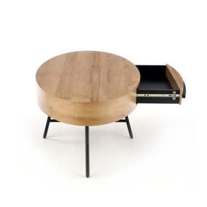 Tavolino da salotto con cassetto CAROLINA 41x120 cm rovere dorato/nero