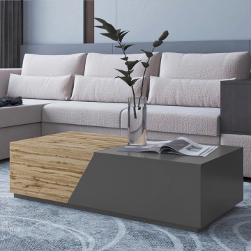 Tavolino da salotto CEELIAS 124x42 cm antracite/rovere Wotan