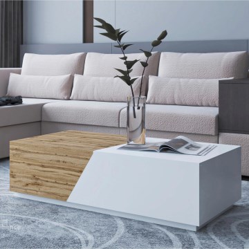 Tavolino da salotto CEELIAS 124x42 cm bianco/rovere Wotan