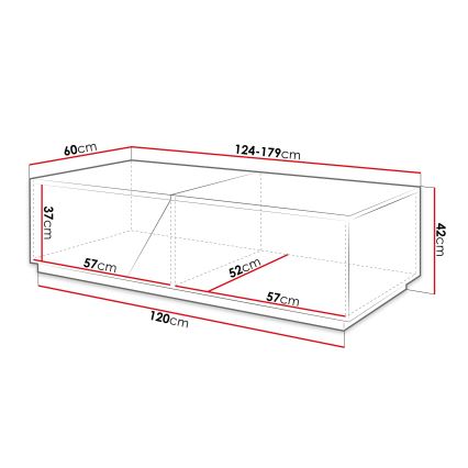 Tavolino da salotto CEELIAS 42x124 cm antracite/rovere Wotan