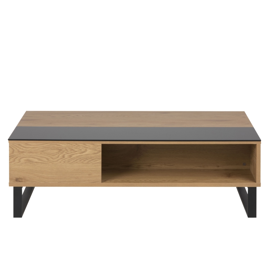 Tavolino da salotto con piano alzabile ENZO 110x60 cm nero/rovere