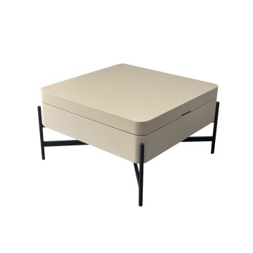 Tavolino da salotto con piano elevabile e ripiano OASIS 75x75 cm crema/nero