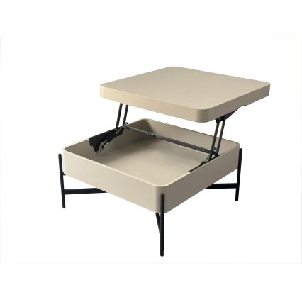 Tavolino da salotto con piano elevabile e ripiano OASIS 75x75 cm crema/nero