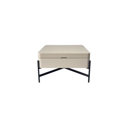Tavolino da salotto con piano elevabile e ripiano OASIS 75x75 cm crema/nero
