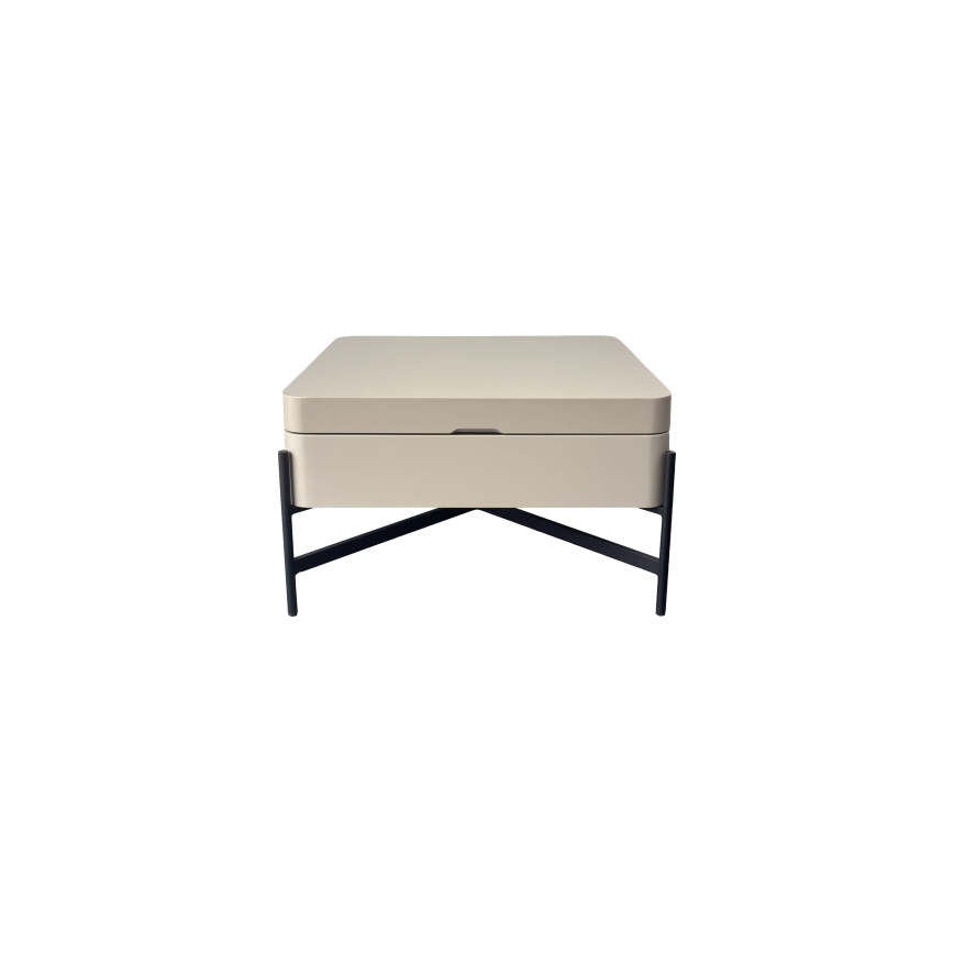 Tavolino da salotto con piano elevabile e ripiano OASIS 75x75 cm crema/nero