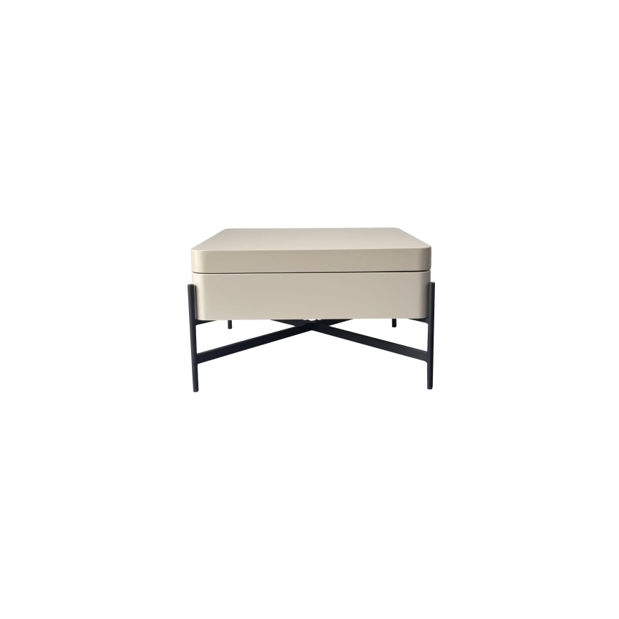 Tavolino da salotto con piano elevabile e ripiano OASIS 75x75 cm crema/nero