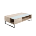 Tavolino da salotto con piano sollevabile ENZO 110x60 cm bianco/rovere Sonoma