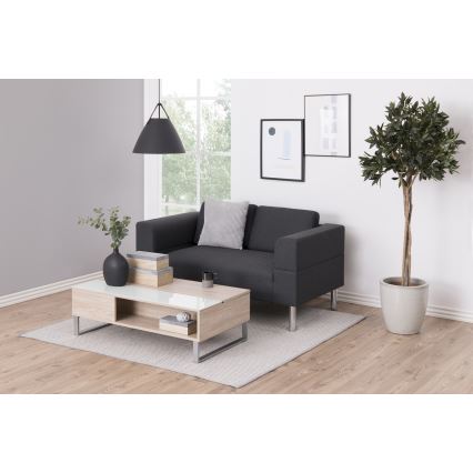 Tavolino da salotto con piano sollevabile ENZO 110x60 cm bianco/rovere Sonoma
