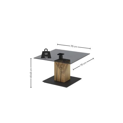 Tavolino da salotto con piano sollevabile VENTO fumo/quercia/nero