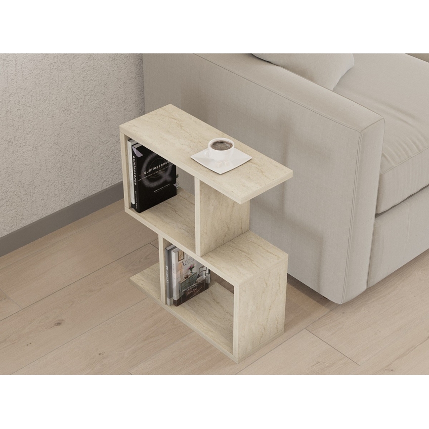 Tavolino da salotto CROS, finitura effetto marmo beige