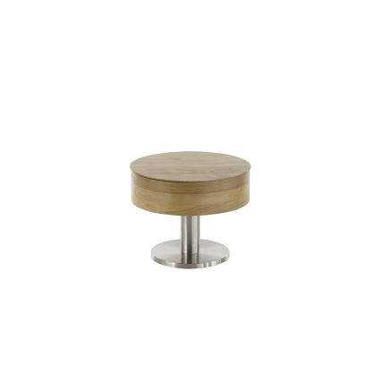 Tavolino da salotto ELEMENT con piano sollevabile Ø 60 cm, rovere/argento