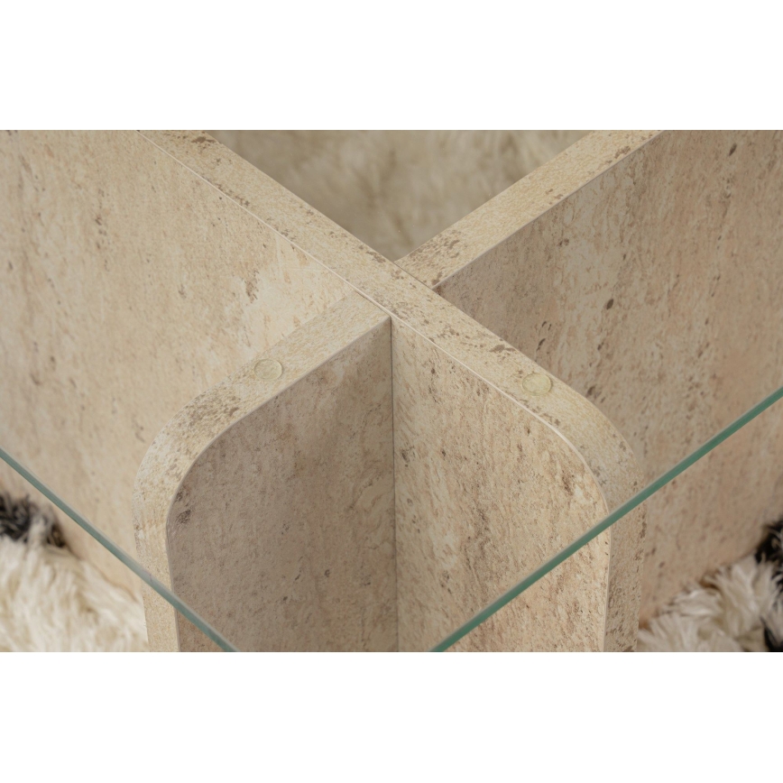 Tavolino da salotto ESCAPE 105x65 cm beige/trasparente