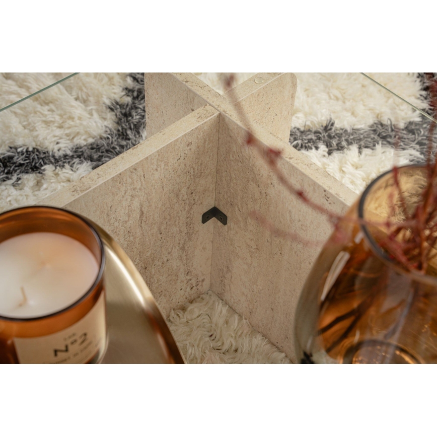 Tavolino da salotto ESCAPE 105x65 cm beige/trasparente