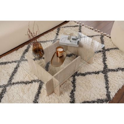 Tavolino da salotto ESCAPE 105x65 cm beige/trasparente