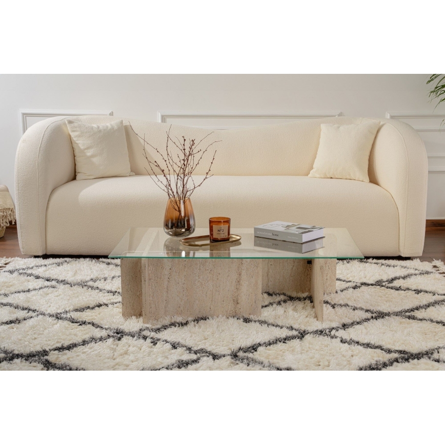 Tavolino da salotto ESCAPE 105x65 cm beige/trasparente