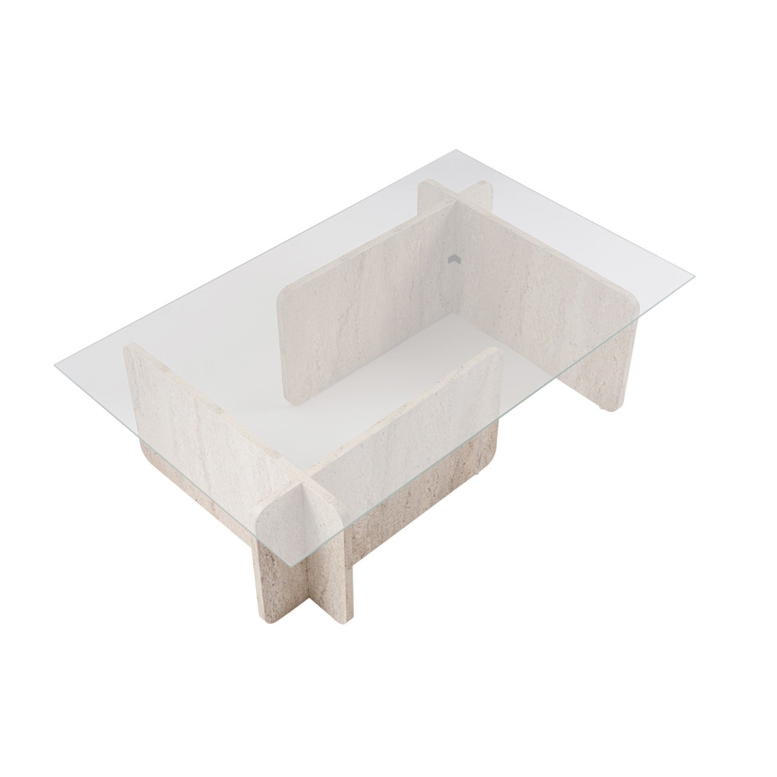 Tavolino da salotto ESCAPE 105x65 cm beige/trasparente