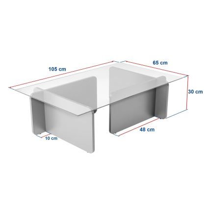 Tavolino da salotto ESCAPE 105x65 cm beige/trasparente