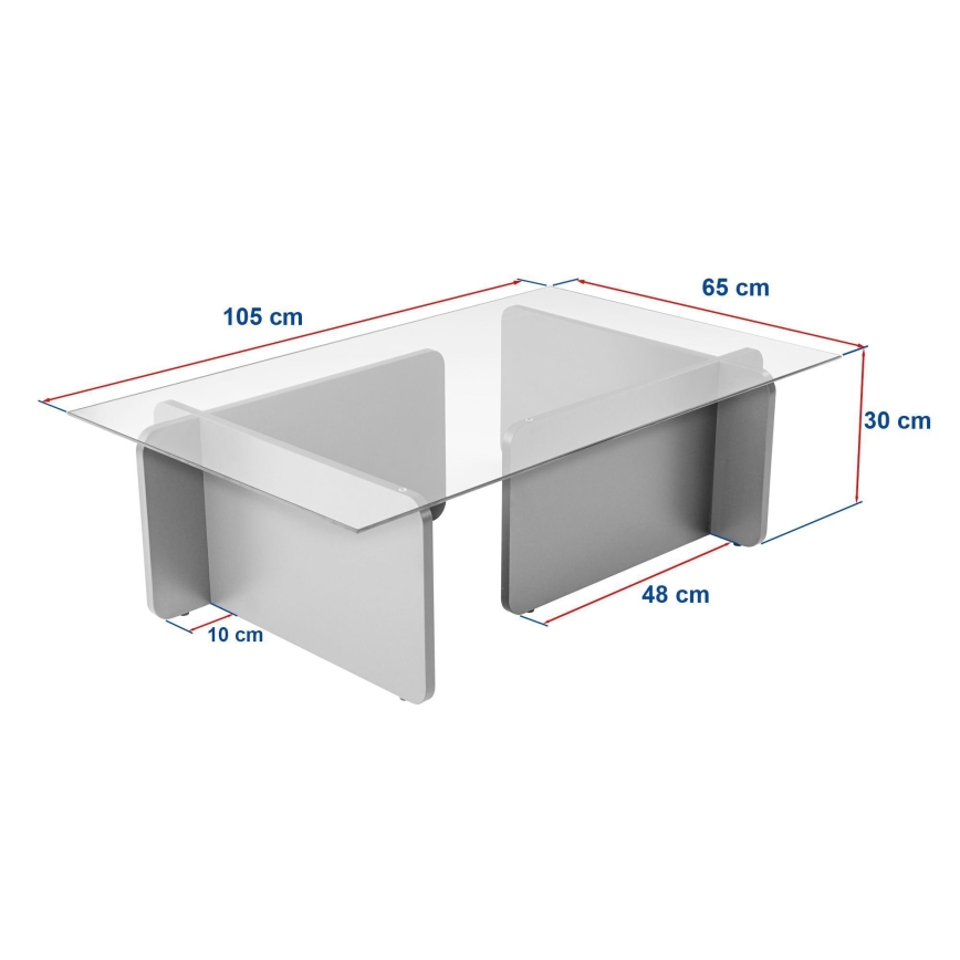 Tavolino da salotto ESCAPE 105x65 cm travertino/trasparente