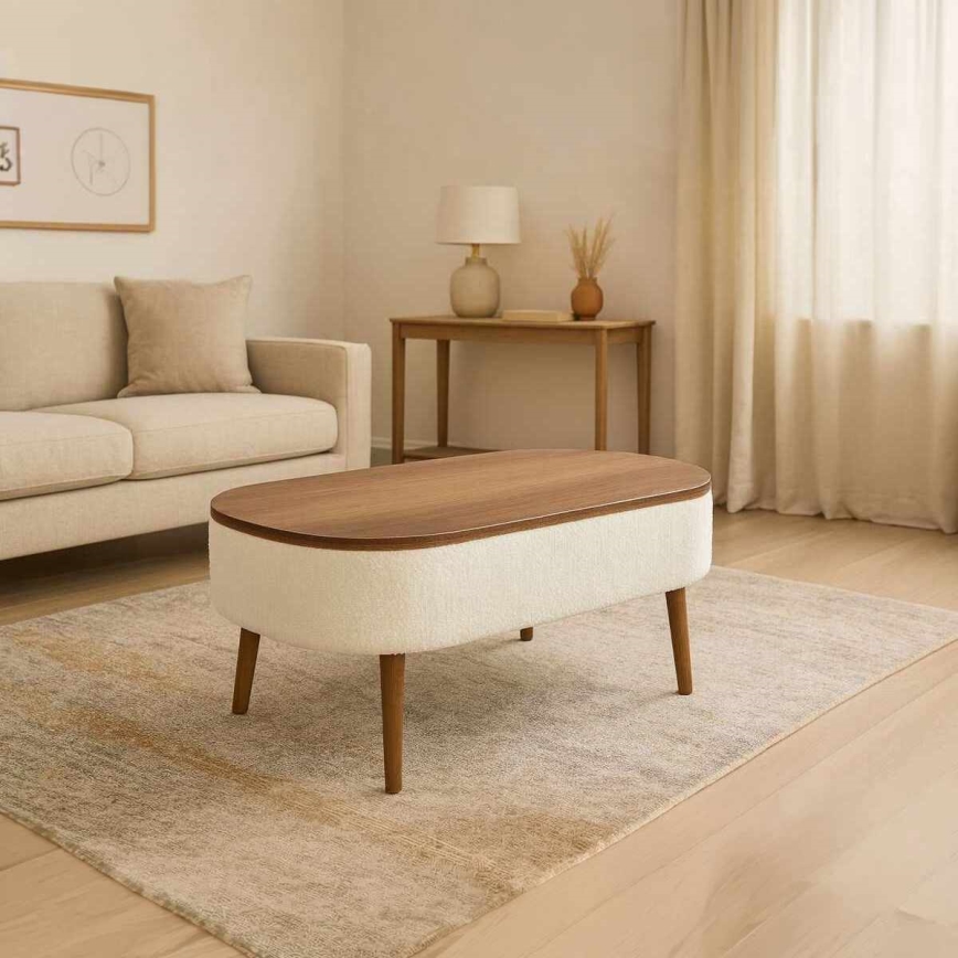 Tavolino da salotto FELPO 60x90 cm bianco/noce