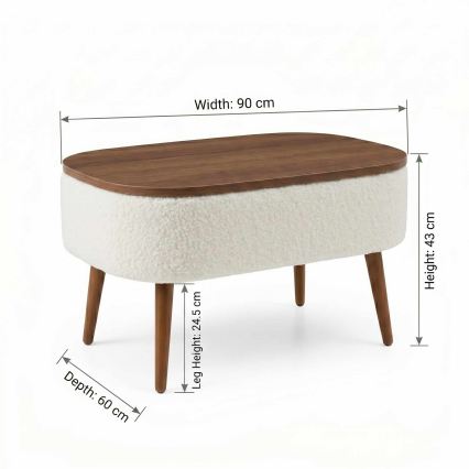 Tavolino da salotto FELPO 60x90 cm bianco/noce