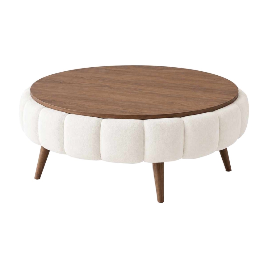 Tavolino da salotto FELPO Ø 100 cm bianco/noce