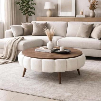 Tavolino da salotto FELPO Ø 100 cm bianco/noce