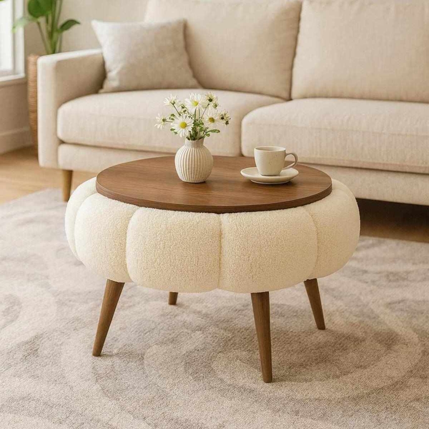 Tavolino da salotto FELPO Ø 45 cm beige/noce