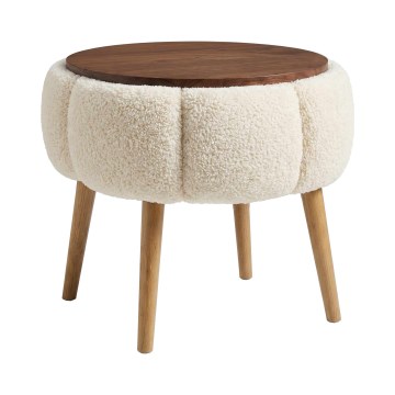 Tavolino da salotto FELPO Ø 45 cm crema/noce