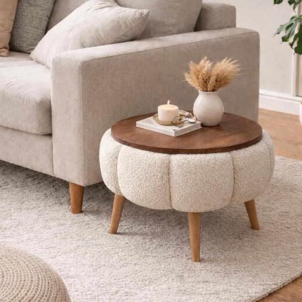 Tavolino da salotto FELPO Ø 45 cm crema/noce
