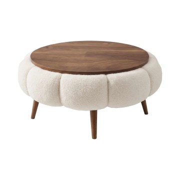Tavolino da salotto FELPO Ø 60 cm, crema/noce