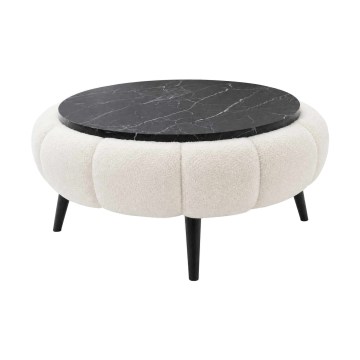 Tavolino da salotto FELPO Ø 60 cm nero/bianco/effetto marmo