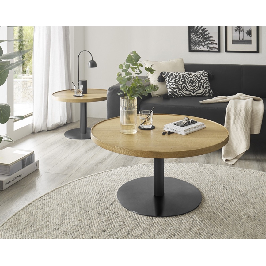 Tavolino da salotto FOCUS Ø 60 cm rovere/nero