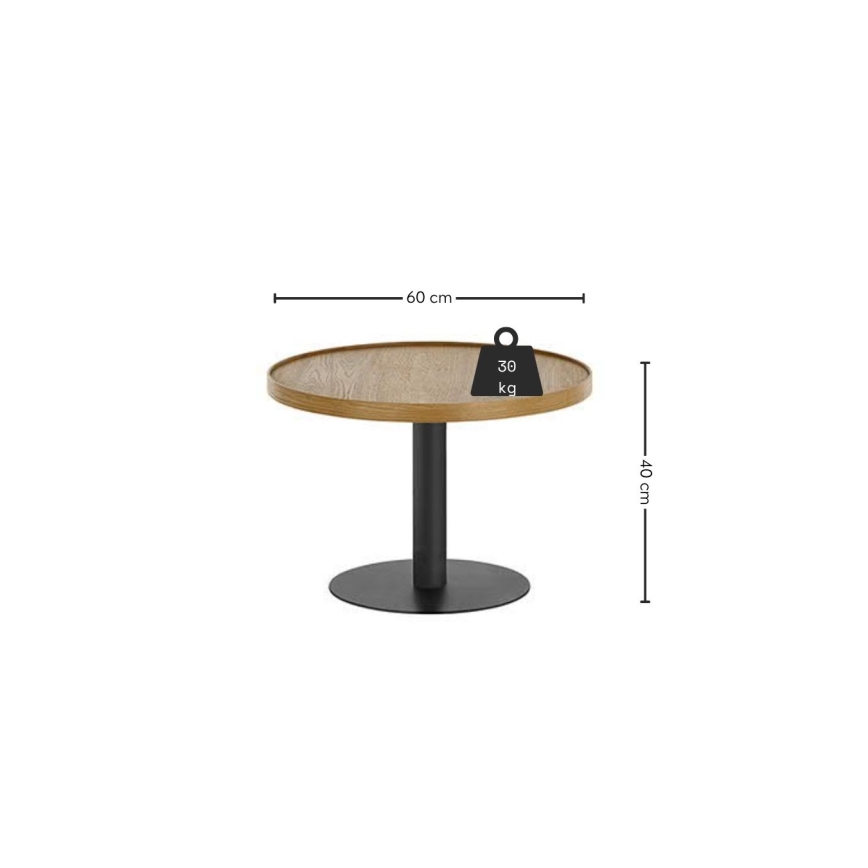Tavolino da salotto FOCUS Ø 60 cm rovere/nero