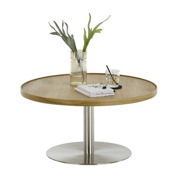 Tavolino da salotto FOCUS Ø 80 cm rovere/acciaio inox