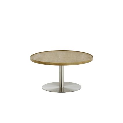 Tavolino da salotto FOCUS Ø 80 cm rovere/acciaio inox