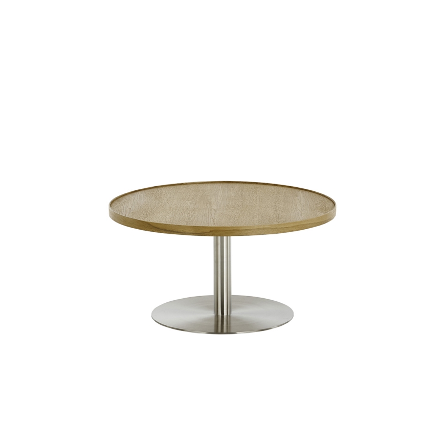 Tavolino da salotto FOCUS Ø 80 cm rovere/acciaio inox