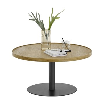 Tavolino da salotto FOCUS Ø 80 cm rovere/nero
