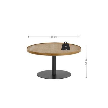 Tavolino da salotto FOCUS Ø 80 cm rovere/nero