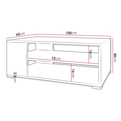 Tavolino da salotto GIMREN 100x40 cm, bianco
