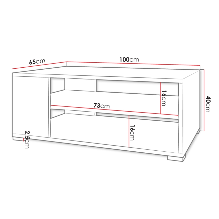 Tavolino da salotto GIMREN 100x40 cm, bianco
