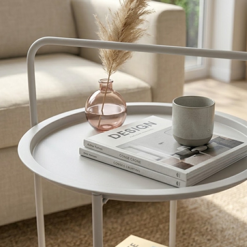 Tavolino da salotto HAGE 50x66 cm bianco