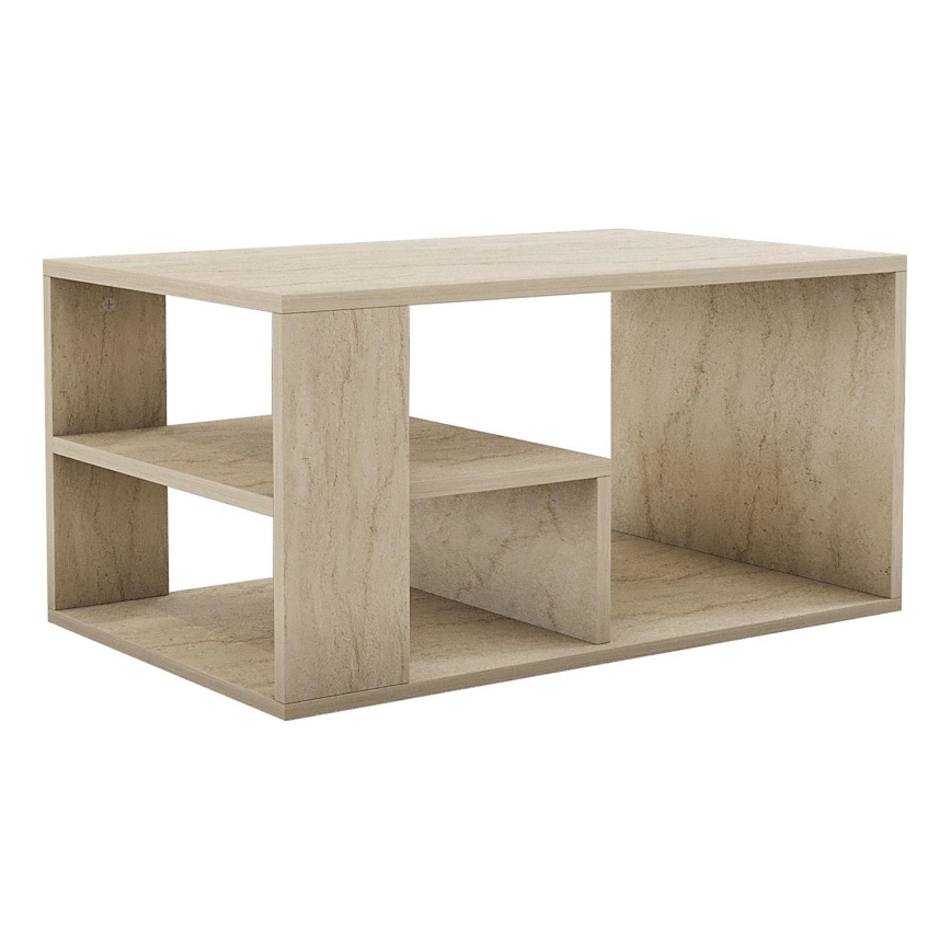 Tavolino da salotto JELIO, finitura effetto marmo beige