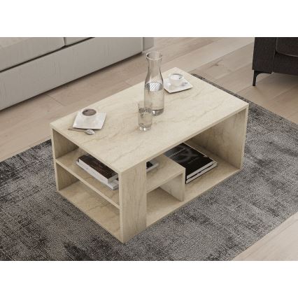 Tavolino da salotto JELIO, finitura effetto marmo beige