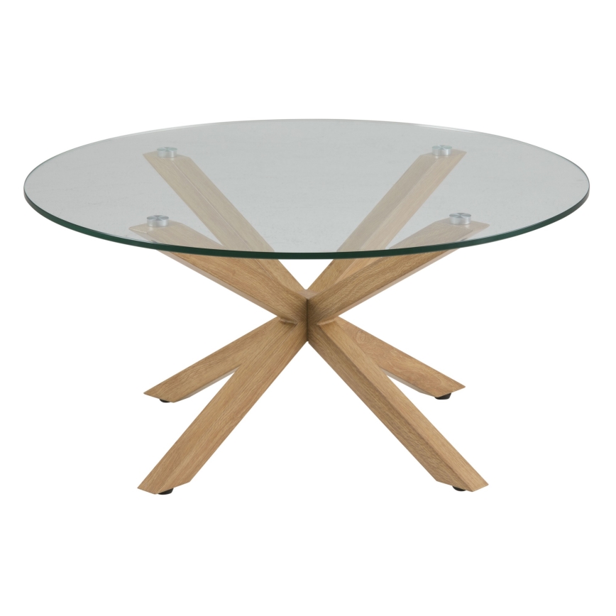 Tavolino da salotto LUCA 82 cm trasparente/rovere