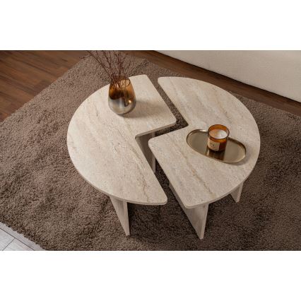 Tavolino da salotto LUVIA, finitura effetto marmo beige