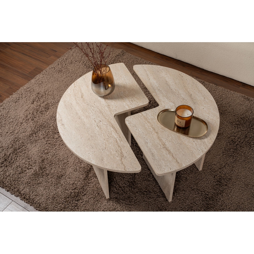 Tavolino da salotto LUVIA, finitura effetto marmo beige