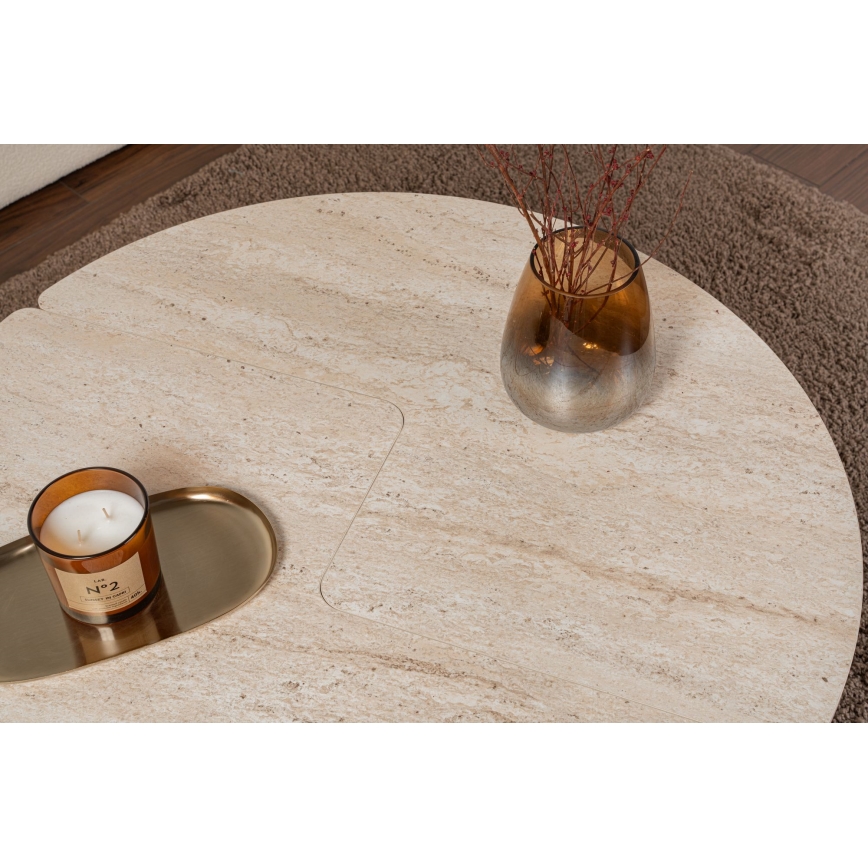 Tavolino da salotto LUVIA, finitura effetto marmo beige