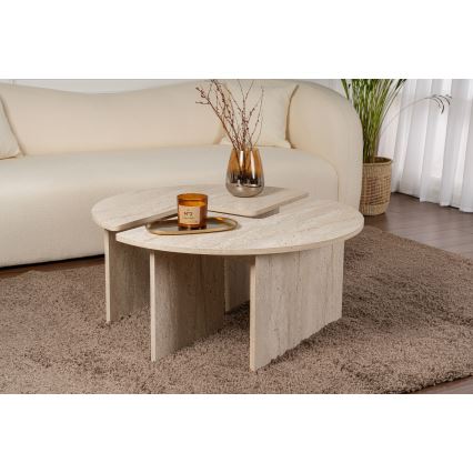 Tavolino da salotto LUVIA, finitura effetto marmo beige